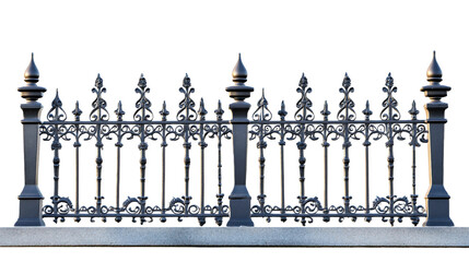 park iron fence cut out Isolated on white and transparent background.