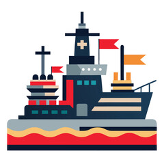 Battleship icon set isolated on white