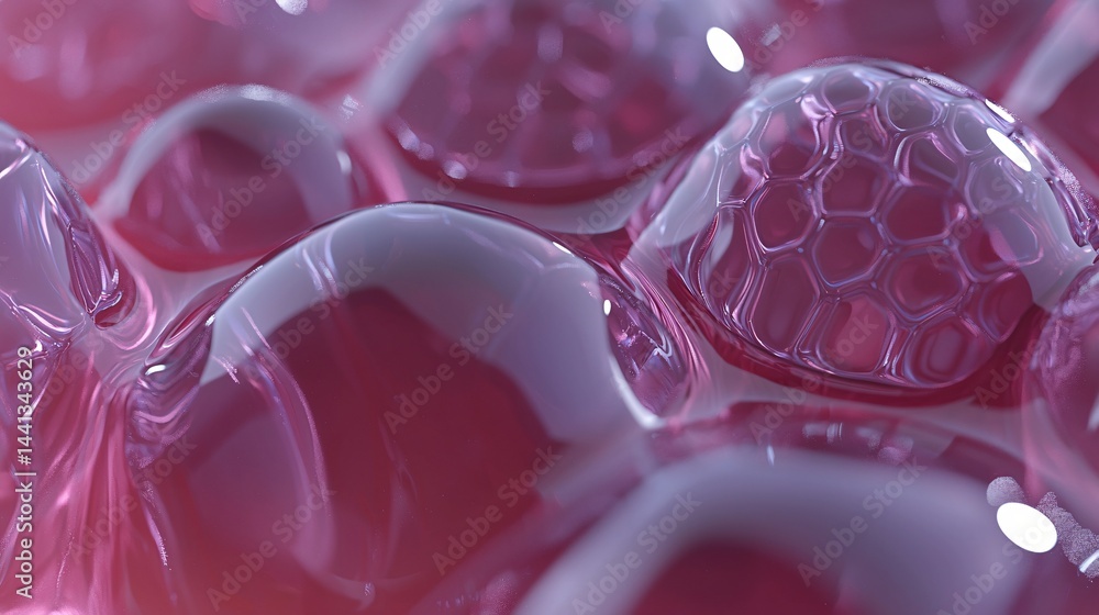 Poster bunch of pink and white spheres arranged in abstract form creating a vibrant display of colorful pat