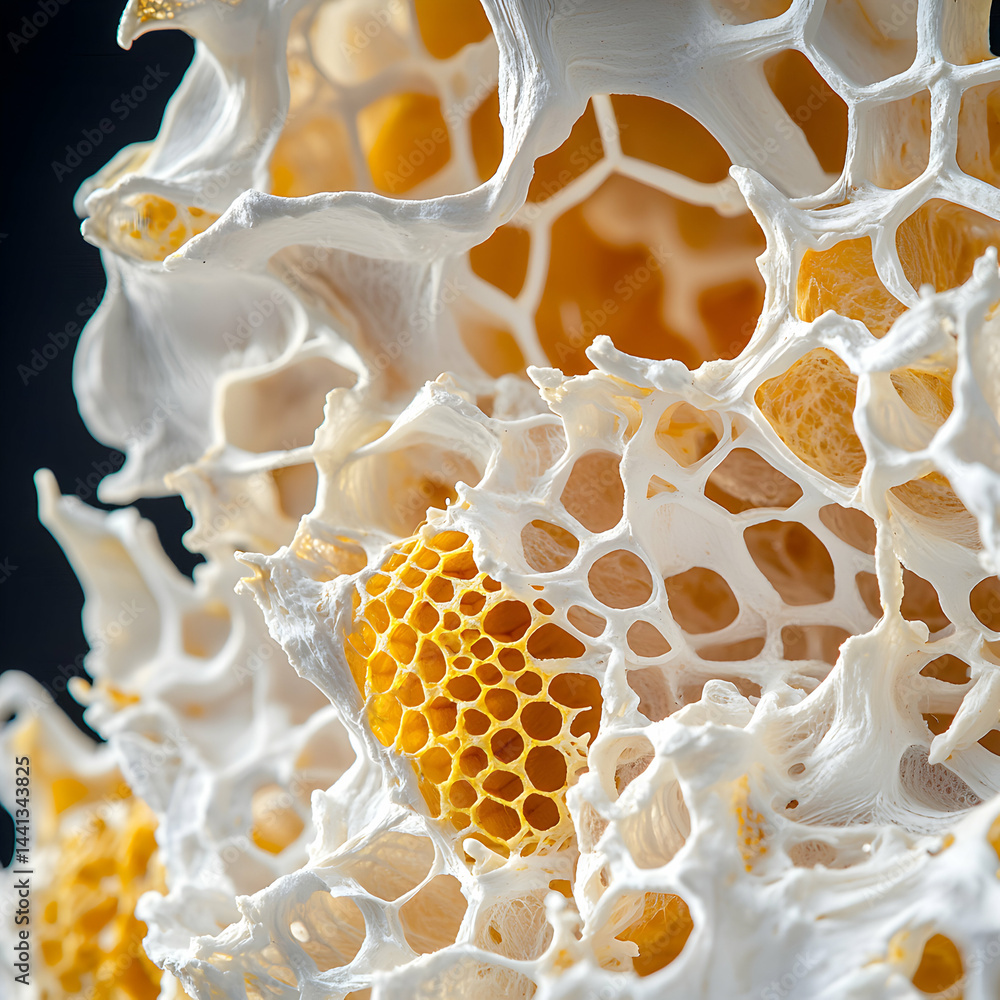 Poster a close up of an abstract honeycomb like structure that appears to be organic in nature. it could be