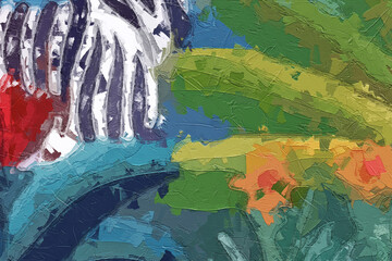 Various oil paintings, flowers, tigers, zebras, waterfalls, landscapes, parrots, roses, peonies, swans, leaves