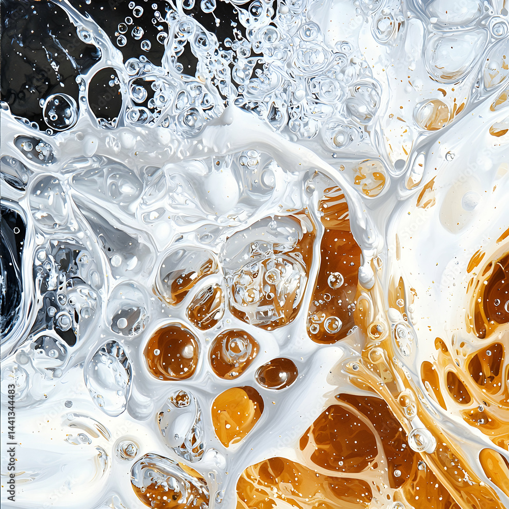 Poster abstract fluid art. evokes bubbles liquid and cellular structures. ideal for backgrounds textures pa