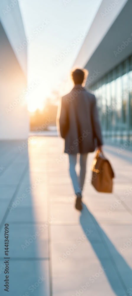 Aufkleber tech career transition blurred silhouette of professional navigating workplace uncertainty with resi