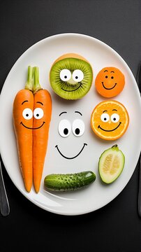 Naklejki Healthy, fun food arrangement