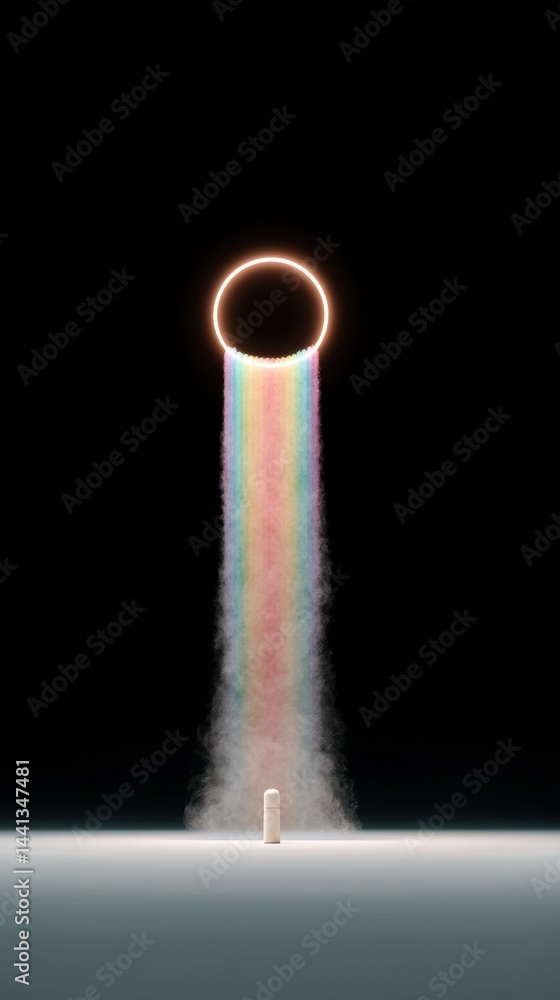 Poster mindful ascension ethereal chromatic eclipse with prismatic energy flow - holistic wellness visualiz