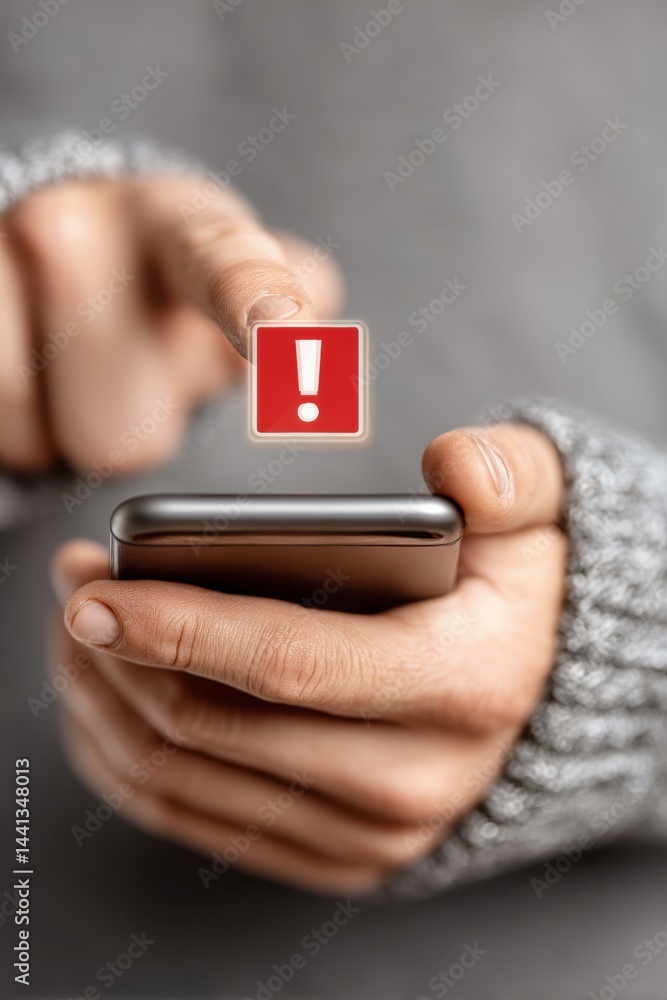 Aufkleber digital threat alert minimalist smartphone cybersecurity visualization for gen z tech wellness - urg