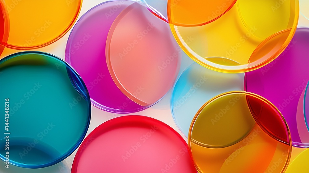 Aufkleber a vibrant composition of overlapping circles in many colors creating an energetic and lively abstrac