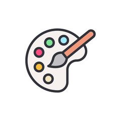 Paint brush colored icons, minimalist vector illustration ,simple transparent graphic element .Isolated on white background