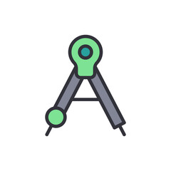 Geometric compass colored icons, minimalist vector illustration ,simple transparent graphic element .Isolated on white background