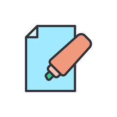 Marker colored icons, minimalist vector illustration ,simple transparent graphic element .Isolated on white background