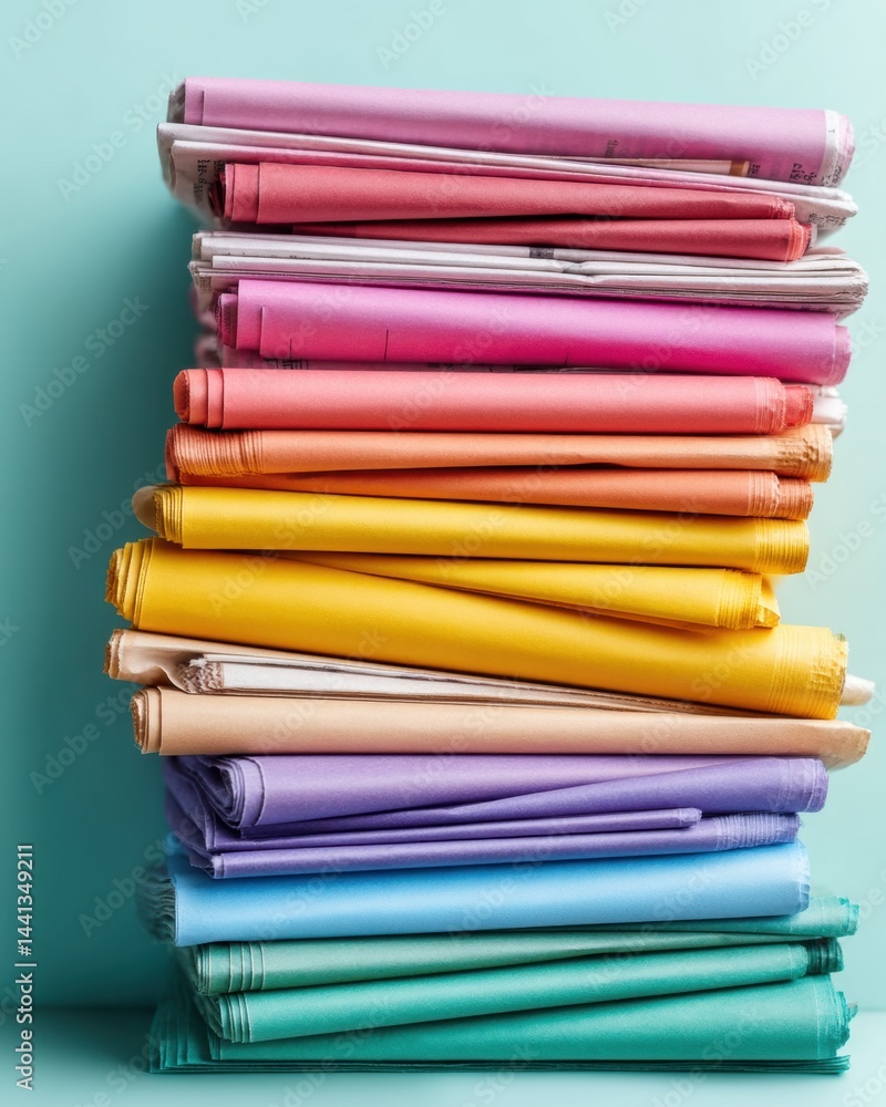 Poster Vibrant Color-Coded Organization Minimalist Pastel Notebooks Stacked in Gradient Aesthetic - Modern Productivity and Creative Workspace Design