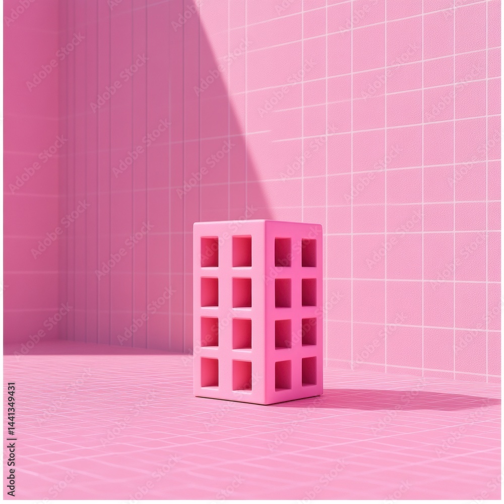 Leinwandbilder minimalist grid architecture monochromatic isometric clay model showcasing digital design trends in 