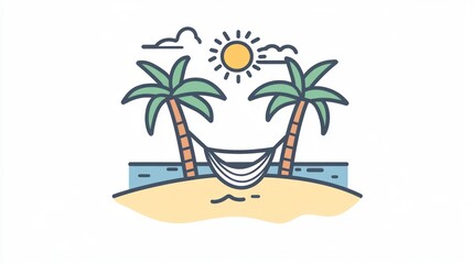 Tropical Island Beach Hammock Relaxation Graphic