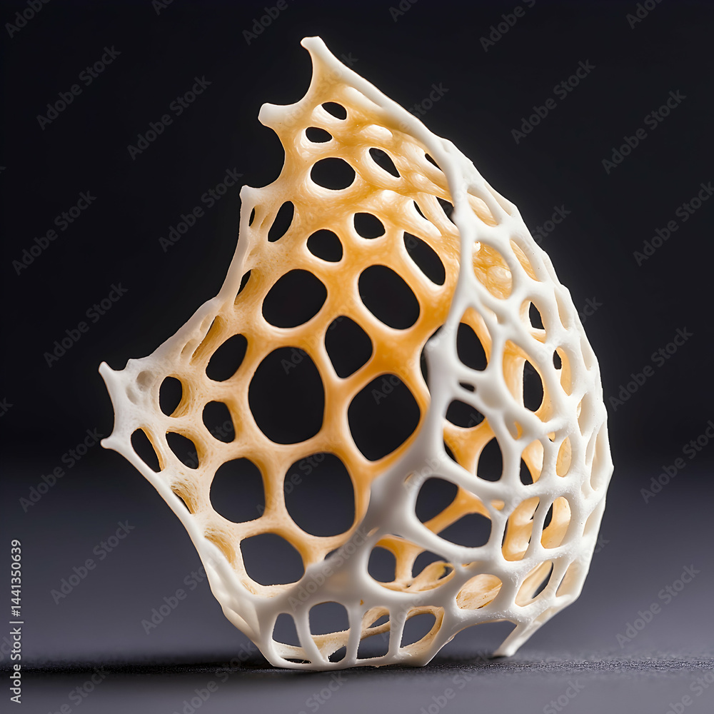 Poster a delicate porous art structure with a geometric pattern. it could be used in architectural design o