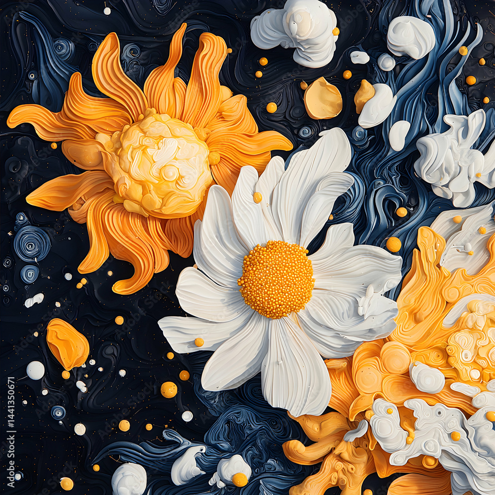 Poster floral abstract art with textured elements. ideal for wall art designs posters and textiles adding u
