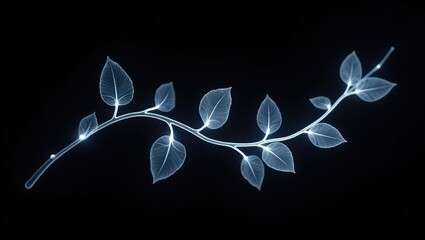X-ray style botanical illustration presents delicate leaves on a gigapixel scale in stunning detail.