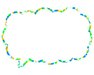 ステンドグラス風吹き出し　三角形模様　細長い雲形