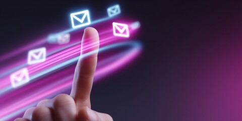 Vibrant Digital Communication Revolution National Email Day Futuristic Interface with Neon Connectivity, Elevating Workplace Efficiency for Tech-Forward Professionals