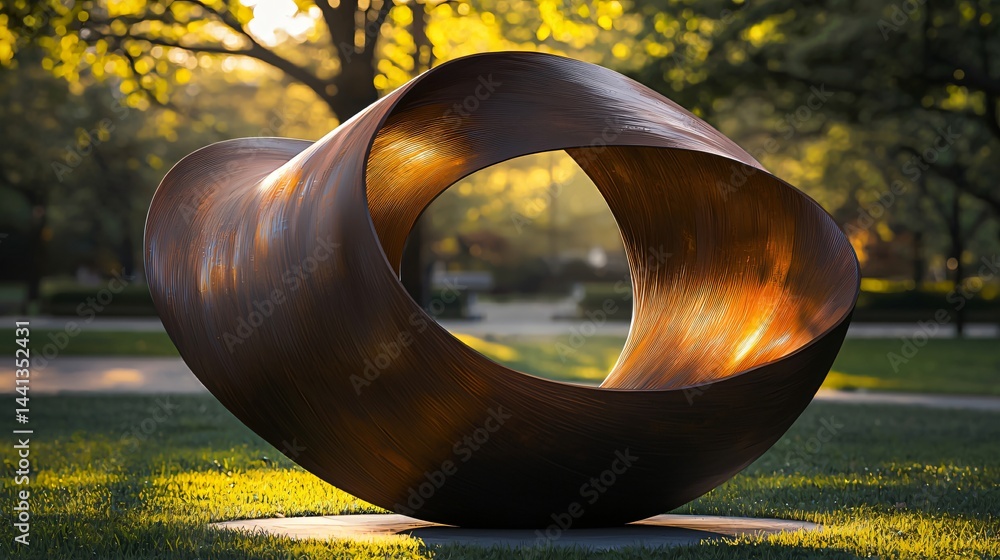 Poster Beautiful abstract sculpture set in the grass creating a harmonious fusion of nature and artistic expression in a unique outdoor display