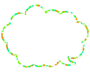 ステンドグラス風吹き出し　三角形模様　丸みのある雲形