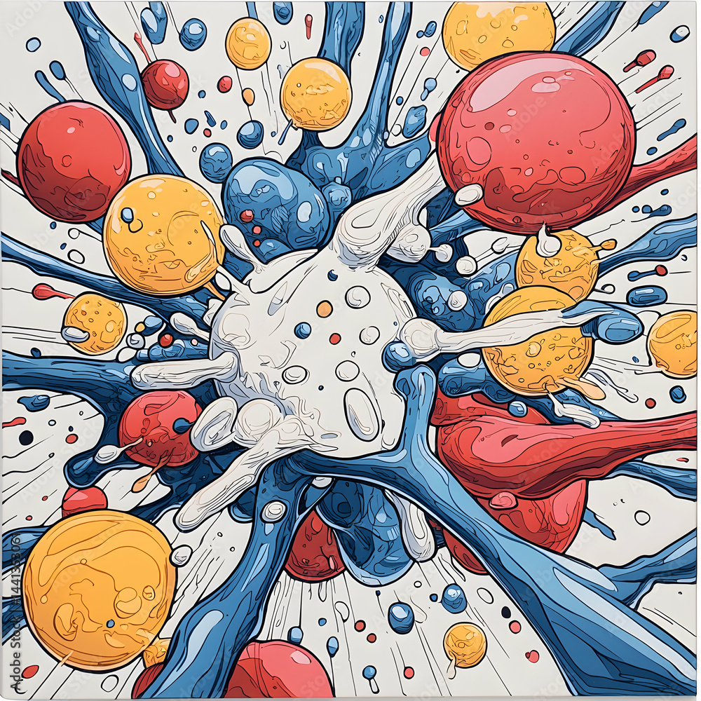 Poster abstract illustration of a viral or cellular structure. great for educational materials science proj