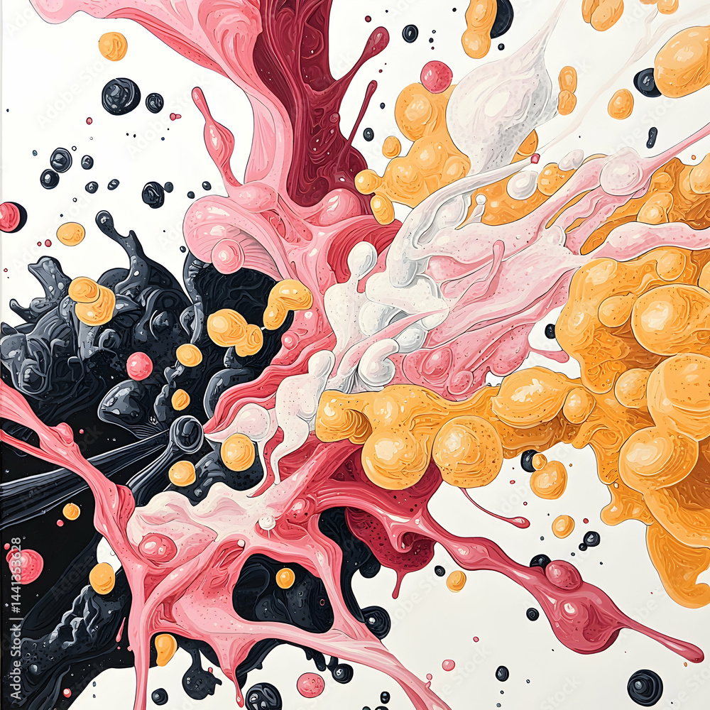 Poster abstract art explosion of colors and shapes. suitable for backgrounds or designs requiring a vibrant