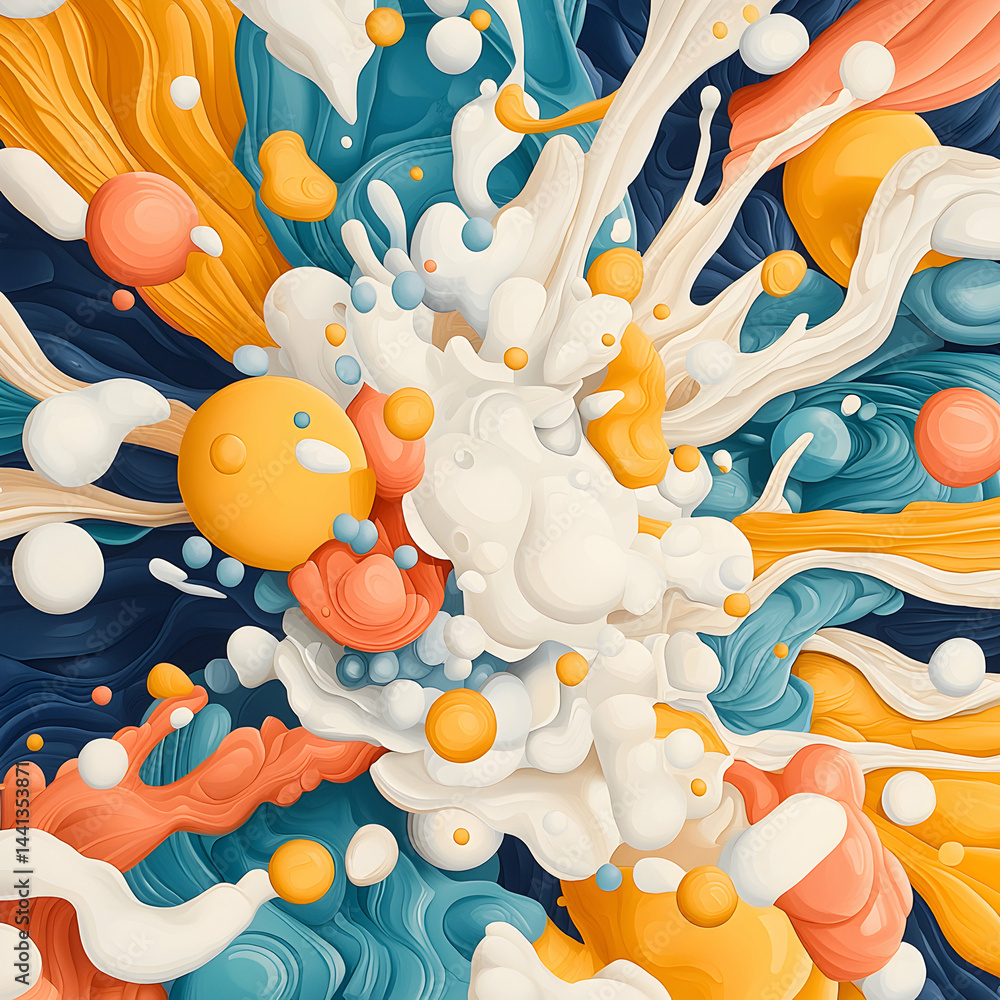 Poster abstract illustration of colorful swirling elements. ideal for graphic design backgrounds or website