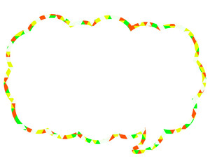ステンドグラス風吹き出し　三角形模様　細長い雲形