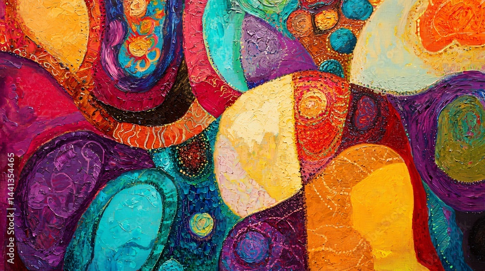 Poster A colorful abstract painting with a captivating array of different colors creating a dynamic visual effect perfect for bohemian decor