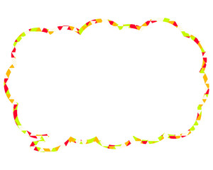 ステンドグラス風吹き出し　三角形模様　細長い雲形