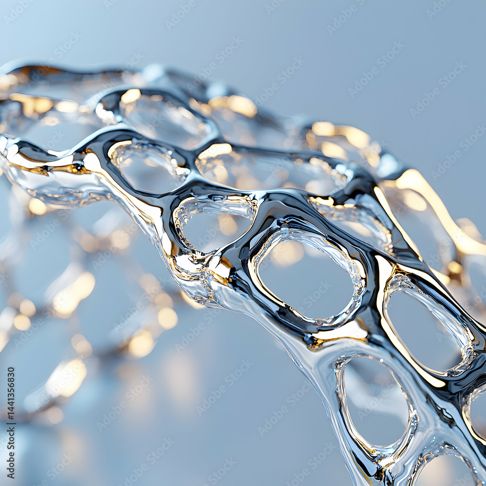 Aufkleber a close up of a shimmering metallic structure with holes reflecting light. it could be used to showc