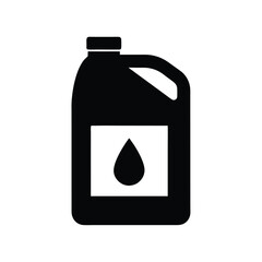 Black silhouette of a motor oil container vector icon on a white background