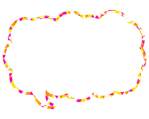 ステンドグラス風吹き出し　三角形模様　細長い雲形