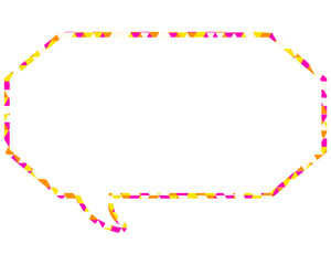 ステンドグラス風吹き出し　三角形模様　細長い八角形