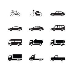 Fototapeta premium Set of Public and Personal Transportation related icons. Minimal flat graphic transport symbol