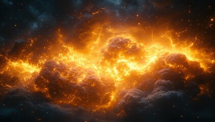 Obraz premium Fiery Cosmic Cloud Formation.