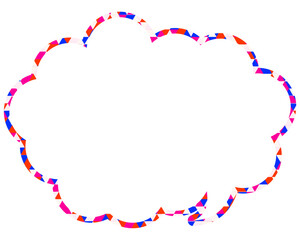 ステンドグラス風吹き出し　三角形模様　丸みのある雲形