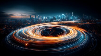 City spiral highway at night