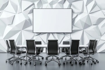 Modern meeting room with blank screen