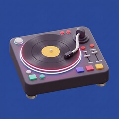 Retro turntable vibrant colors iconic design perfect for music lovers nostalgic vibes