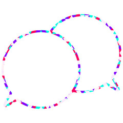 ステンドグラス風吹き出し　三角形模様　重なる会話