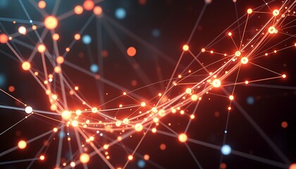Fototapeta premium Digital Network Convergence: A striking digital rendering showcasing a vibrant network of interconnected nodes, pulsating with energy and innovation.