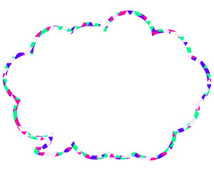 ステンドグラス風吹き出し　三角形模様　丸みのある雲形