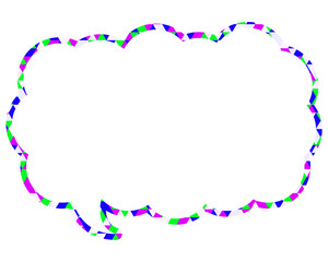 ステンドグラス風吹き出し　三角形模様　細長い雲形