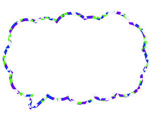 ステンドグラス風吹き出し　三角形模様　細長い雲形