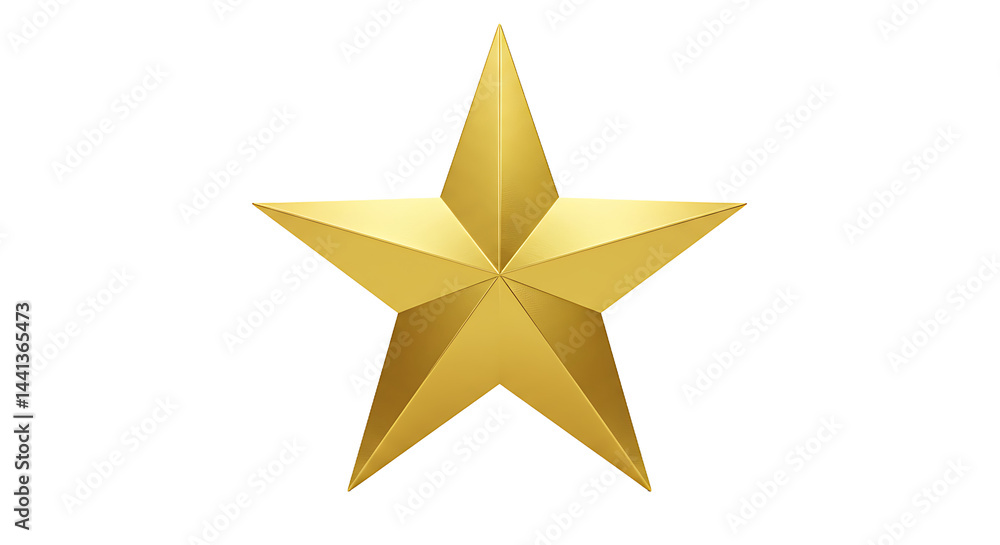 Poster A single five pointed golden star isolated on a black background with smooth gradient coloring