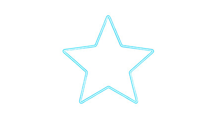 Obraz premium A luminous cyan star outline glows against a stark black background creating a modern aesthetic
