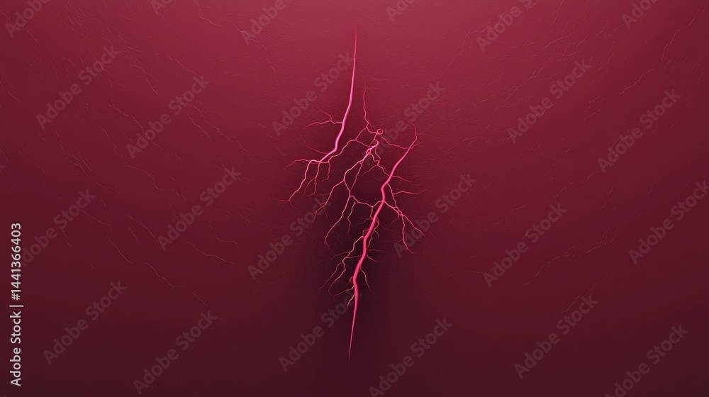Poster a jagged crack runs vertically through a textured, deep red surface, with branching lines extending 