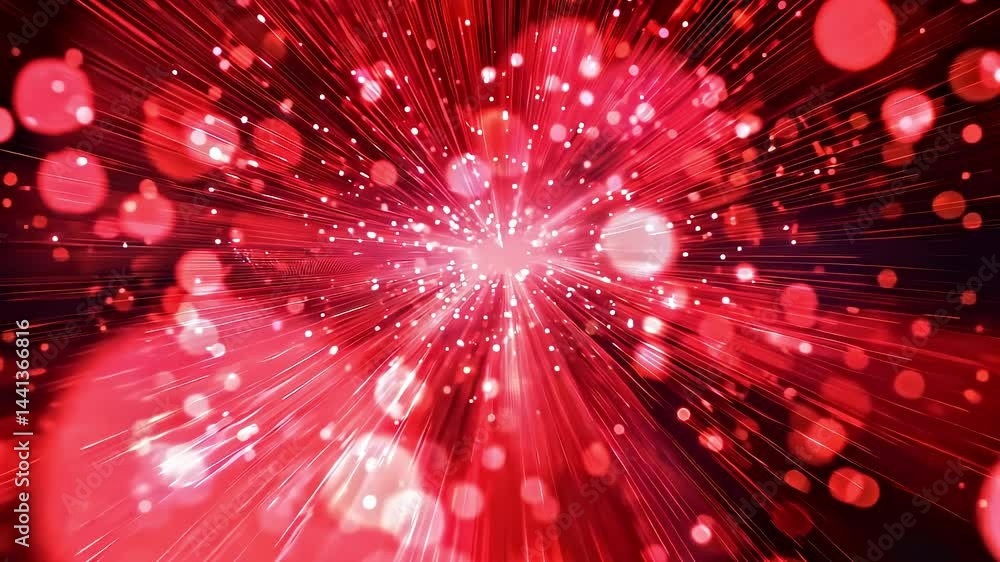 Poster red light particle convergence and explosion