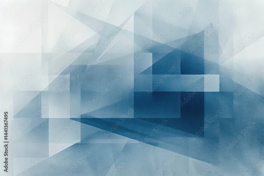 Aufkleber abstract composition of overlapping translucent blue geometric shapes including triangles and rectan
